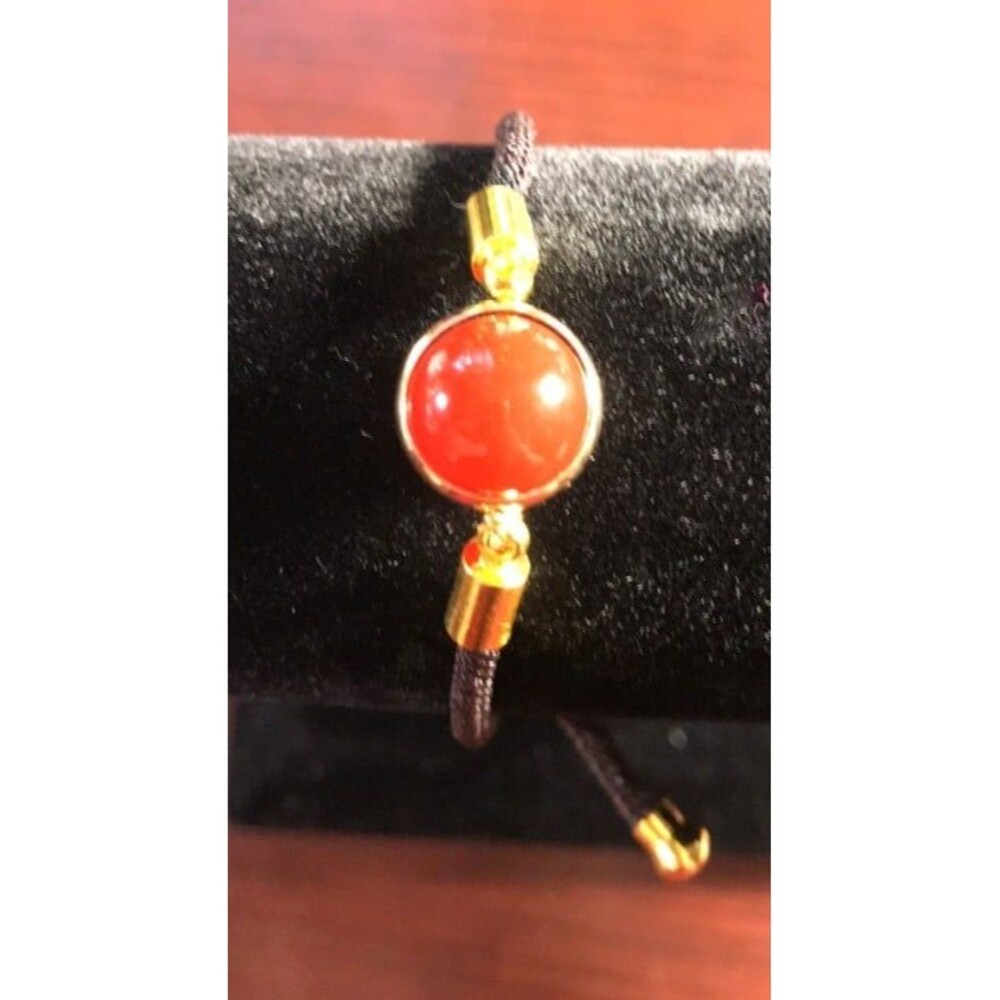 Carnelian Bead Adjustable Bracelet